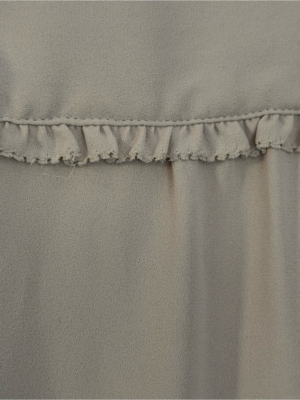 LOFT Sleeveless Ruffle-Trim Blouse in Soft Taupe/Greige - Picture 6 of 8